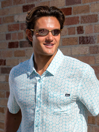 Alton Capo Short Sleeve Woven Shirt - Aqua