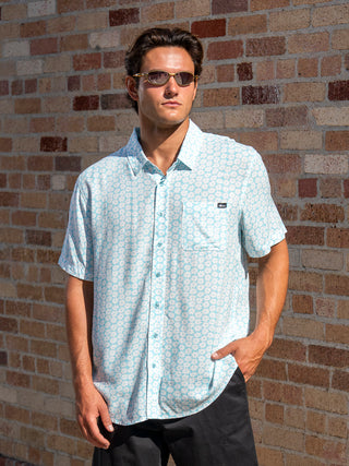 Alton Capo Short Sleeve Woven Shirt - Aqua