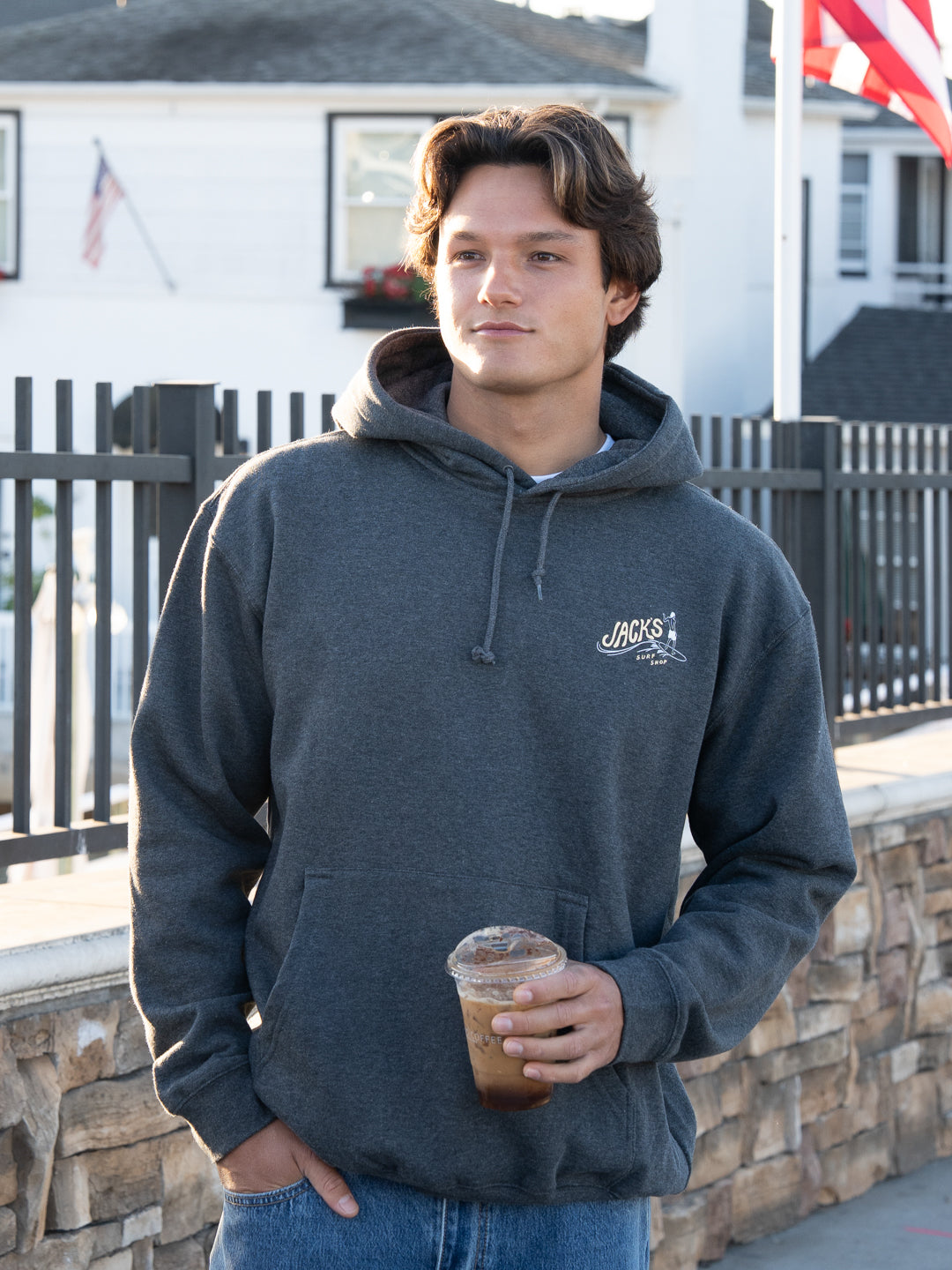 Jack's Surfboards Men's Bobber Classic Pullover Hoodie - Charcoal