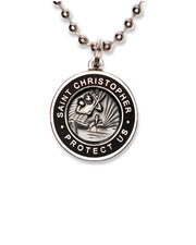 St. Christopher Necklace -  Black/ Charcoal
