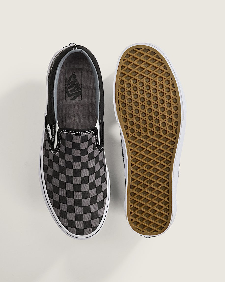 Vans Classic Slip-On Checkerboard Shoes - Black/Pewter Checkerboard