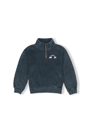 Toddler's Cloud Bridge Quarter Zip Sweatshirt - Dark Navy