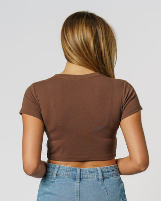 Core Fit Crop S/S Tee - Brown