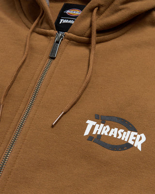 Dickies x Thrasher Zip Up Hoodie - Brown Duck