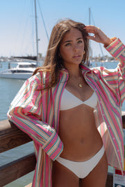 Lele Mar Women's Riah Oversize Long Sleeve Button-Up Shirt - Pink