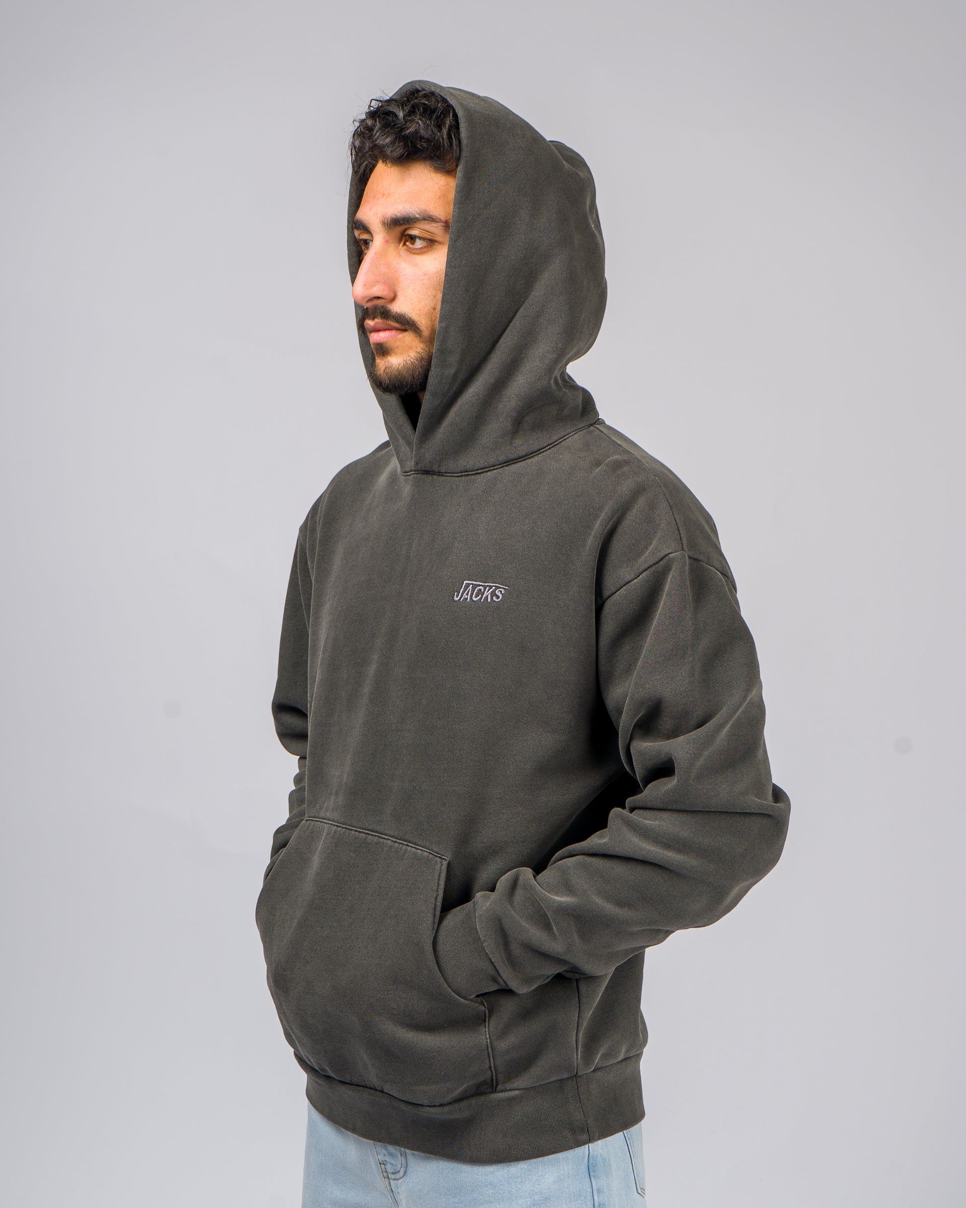 Rebound Heavyweight Pigment Pullover Hoodie -  Black