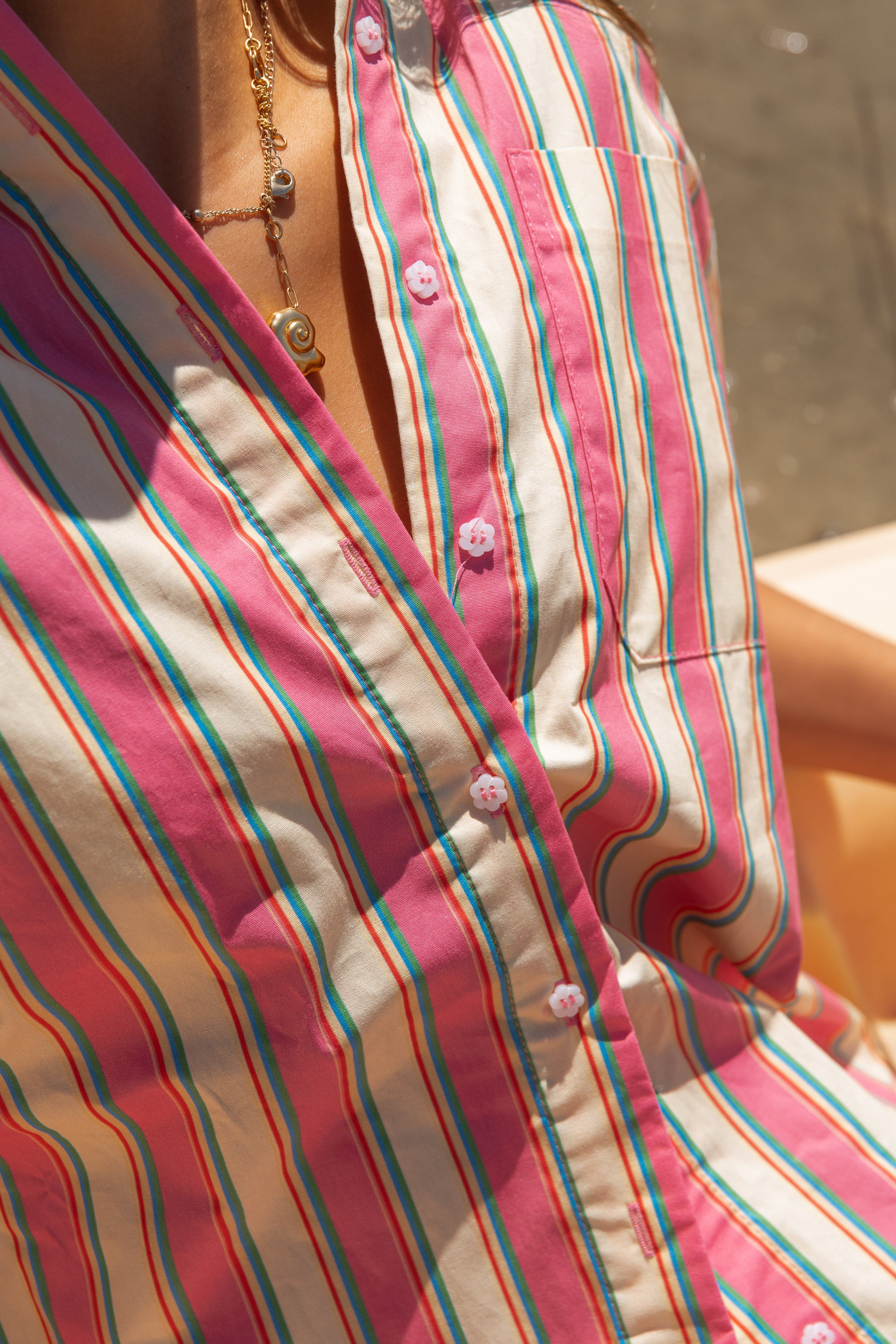 Lele Mar Women's Riah Oversize Long Sleeve Button-Up Shirt - Pink