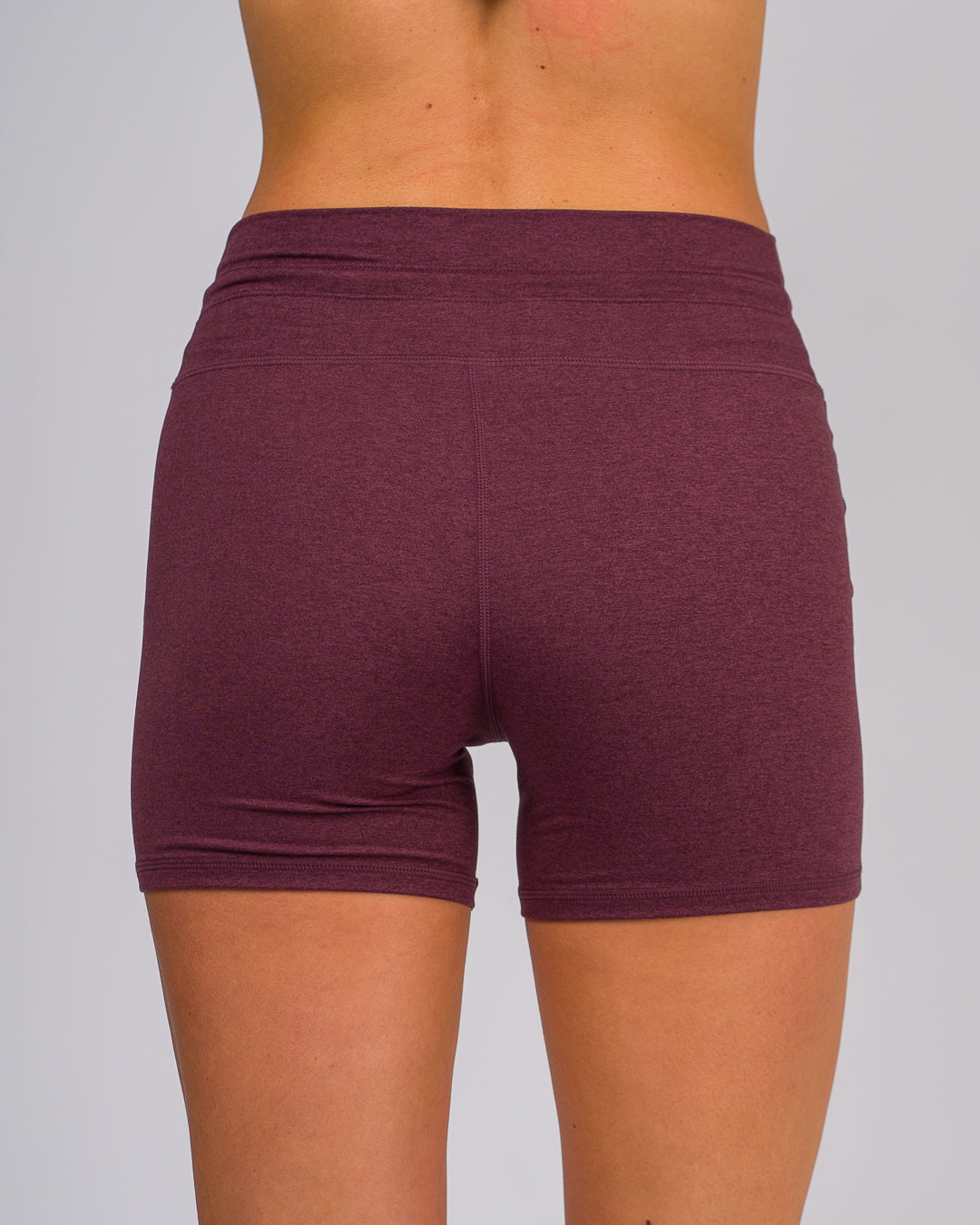 Kalani High Waisted Biker Shorts - Heather Maroon