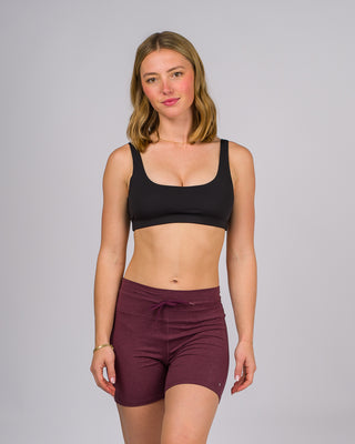 Kalani High Waisted Biker Shorts - Heather Maroon