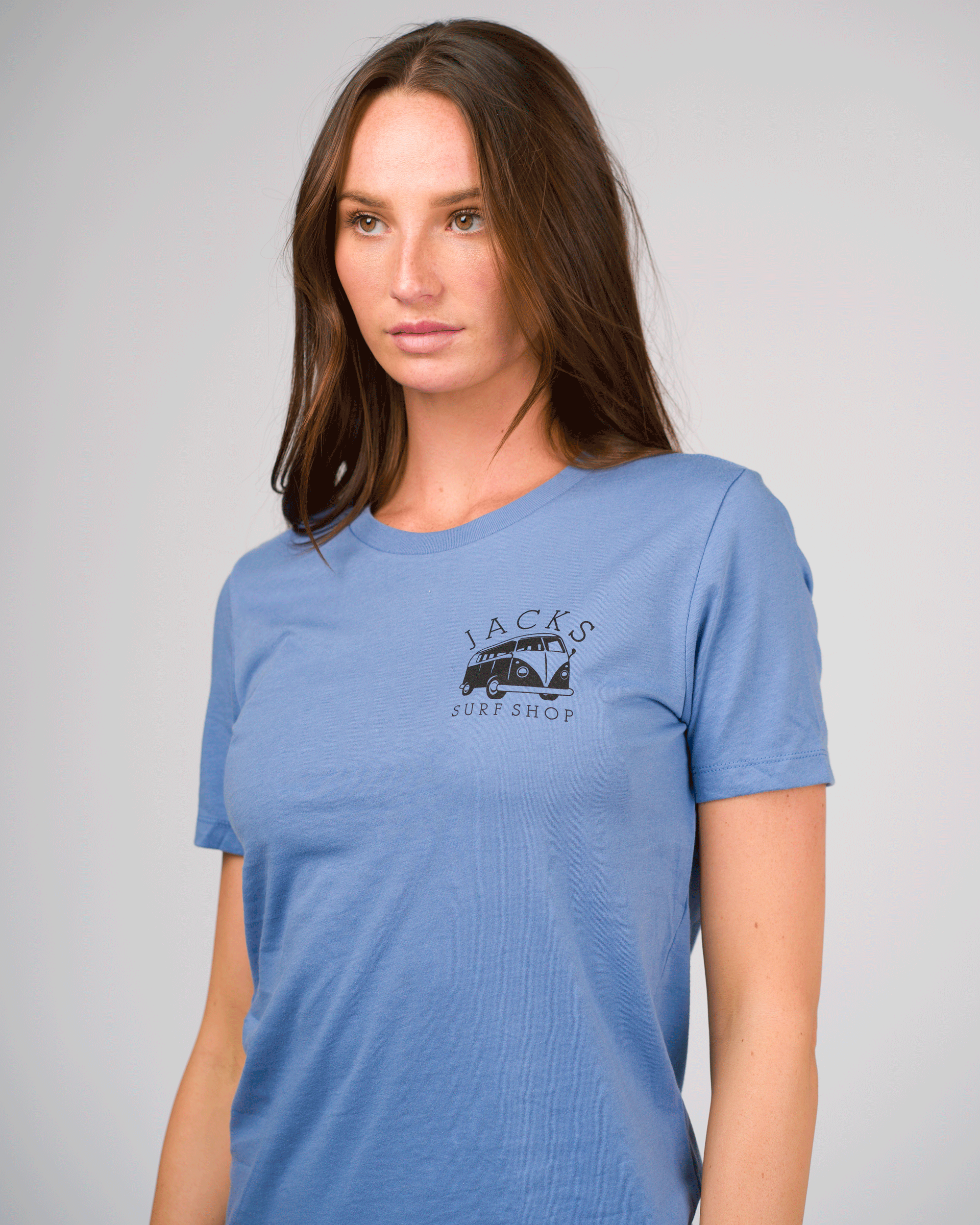 Jack's Surfboards Women's Bus Stop Short Sleeve Tee - Lavender Blue