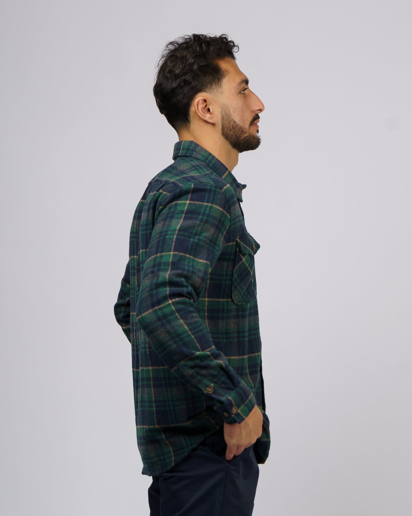 Dustin Flannel Jacket - Navy 