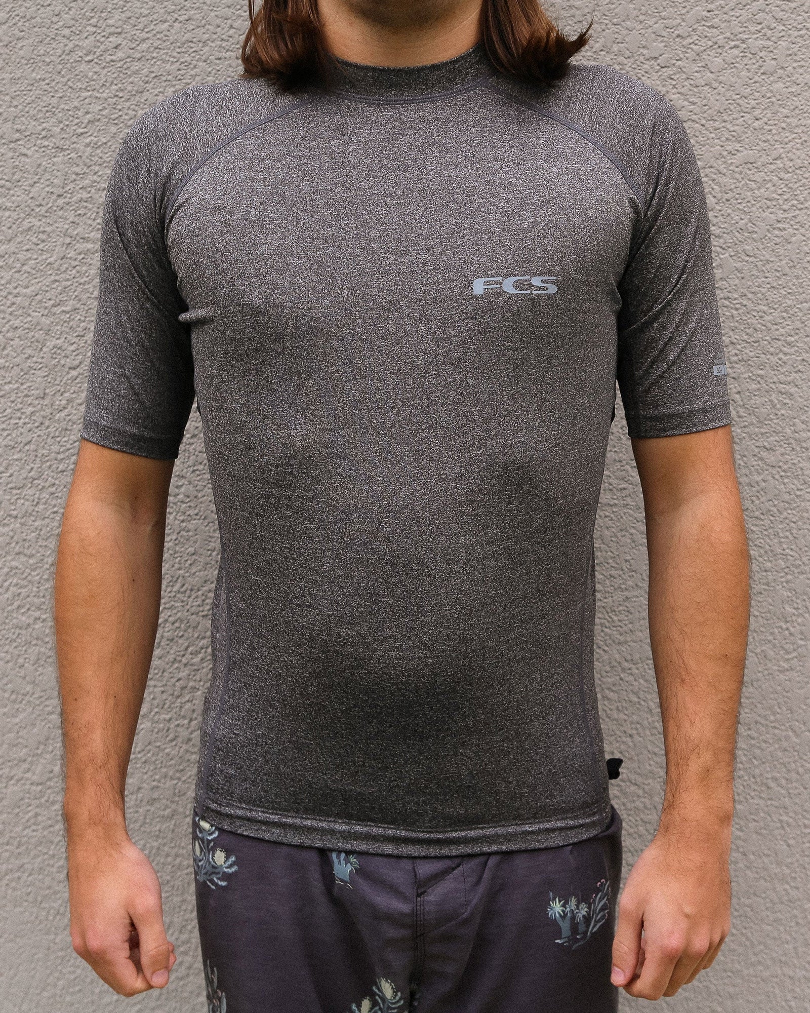 Essential Short Sleeve Rash Vest- Heather Grey