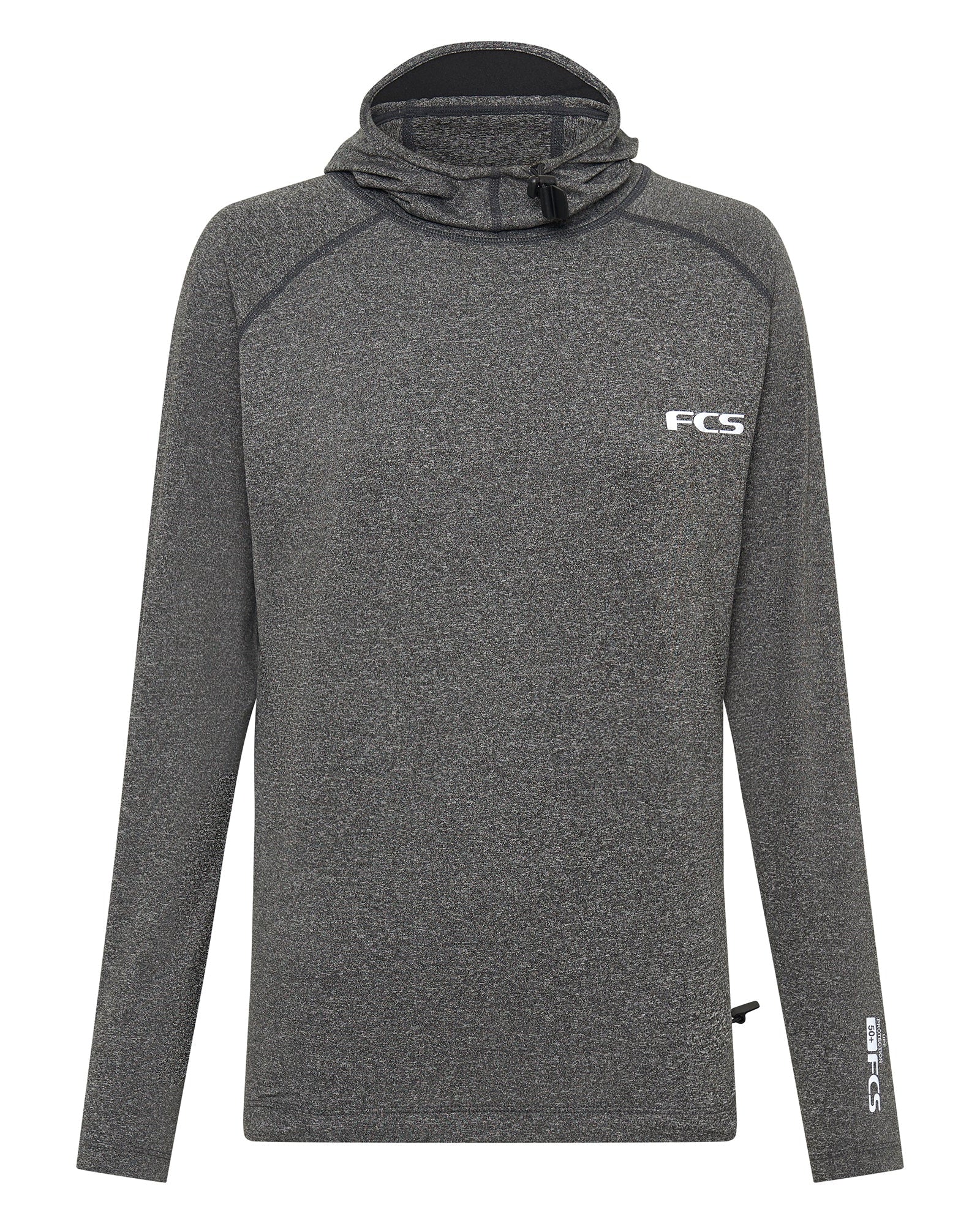 FCS Essential Hooded Long Sleeve Rash Vest- Heather Grey