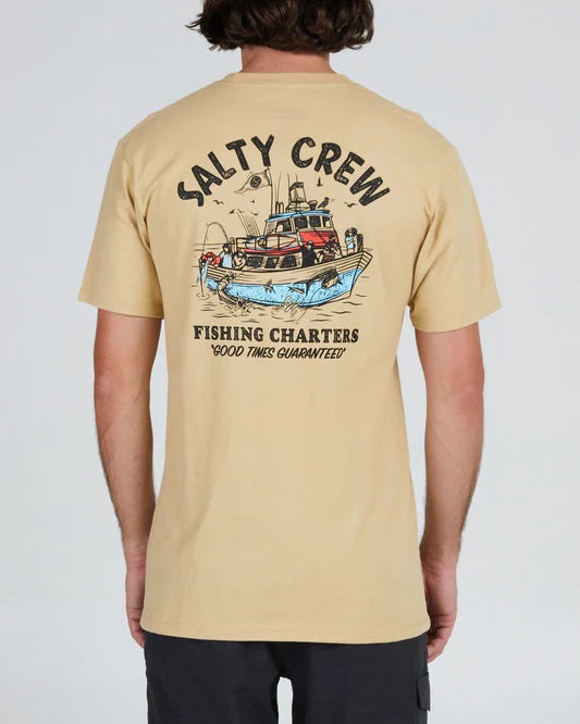 Salty Crew Fishing Charters Prem S/S Tee - Camel, Camel / L
