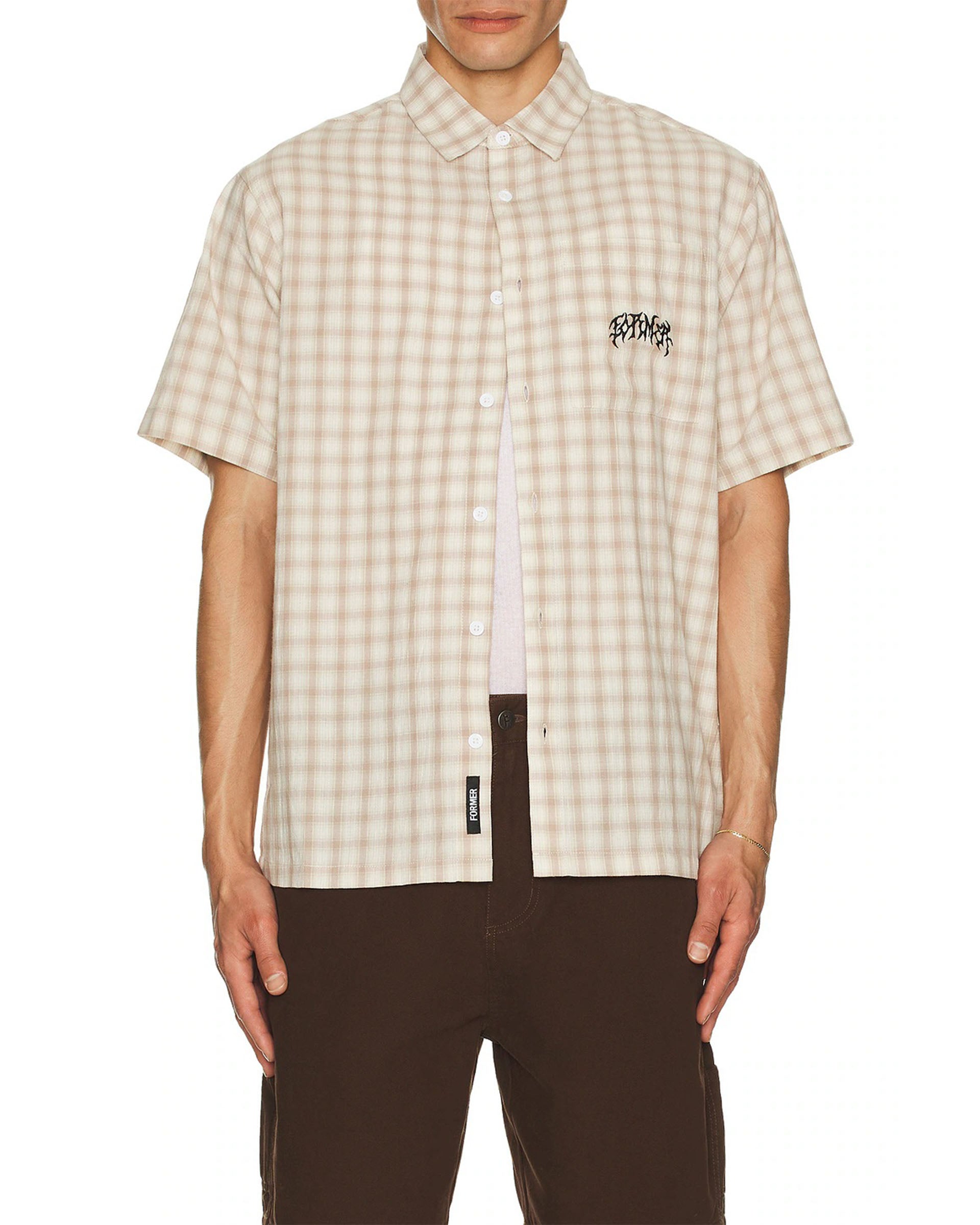 Former Manners Check Short Sleeve Shirt - Taupe