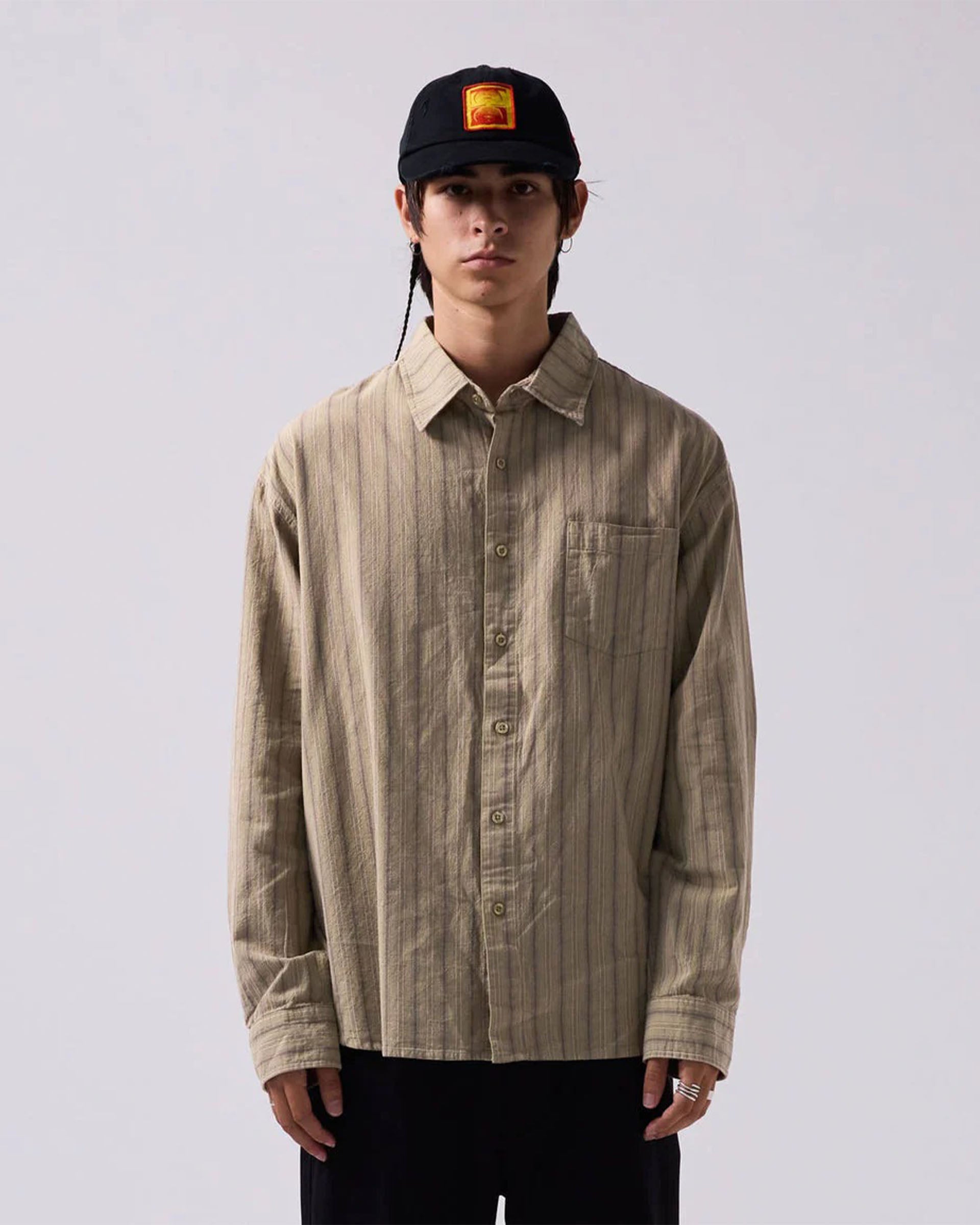 Former Reynolds Striped Long Sleeve Shirt - Moss