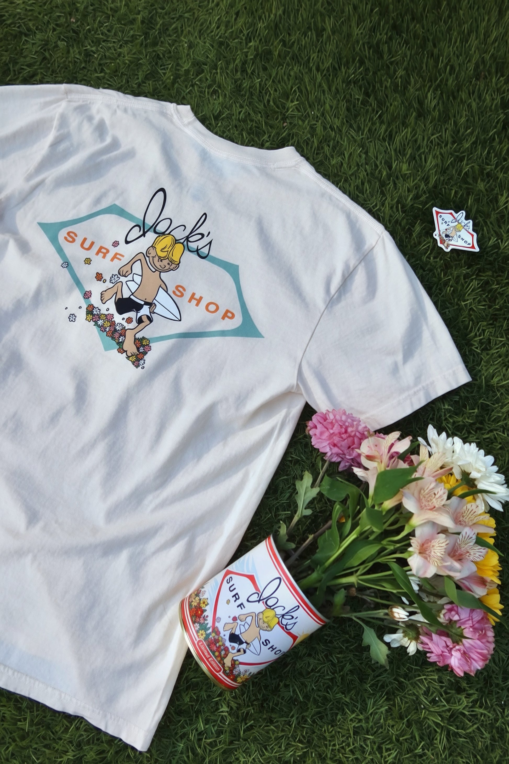 Canned Goods x Jack's Surfboards "Flower Power🌺" Short Sleeve T-Shirt - Ivory