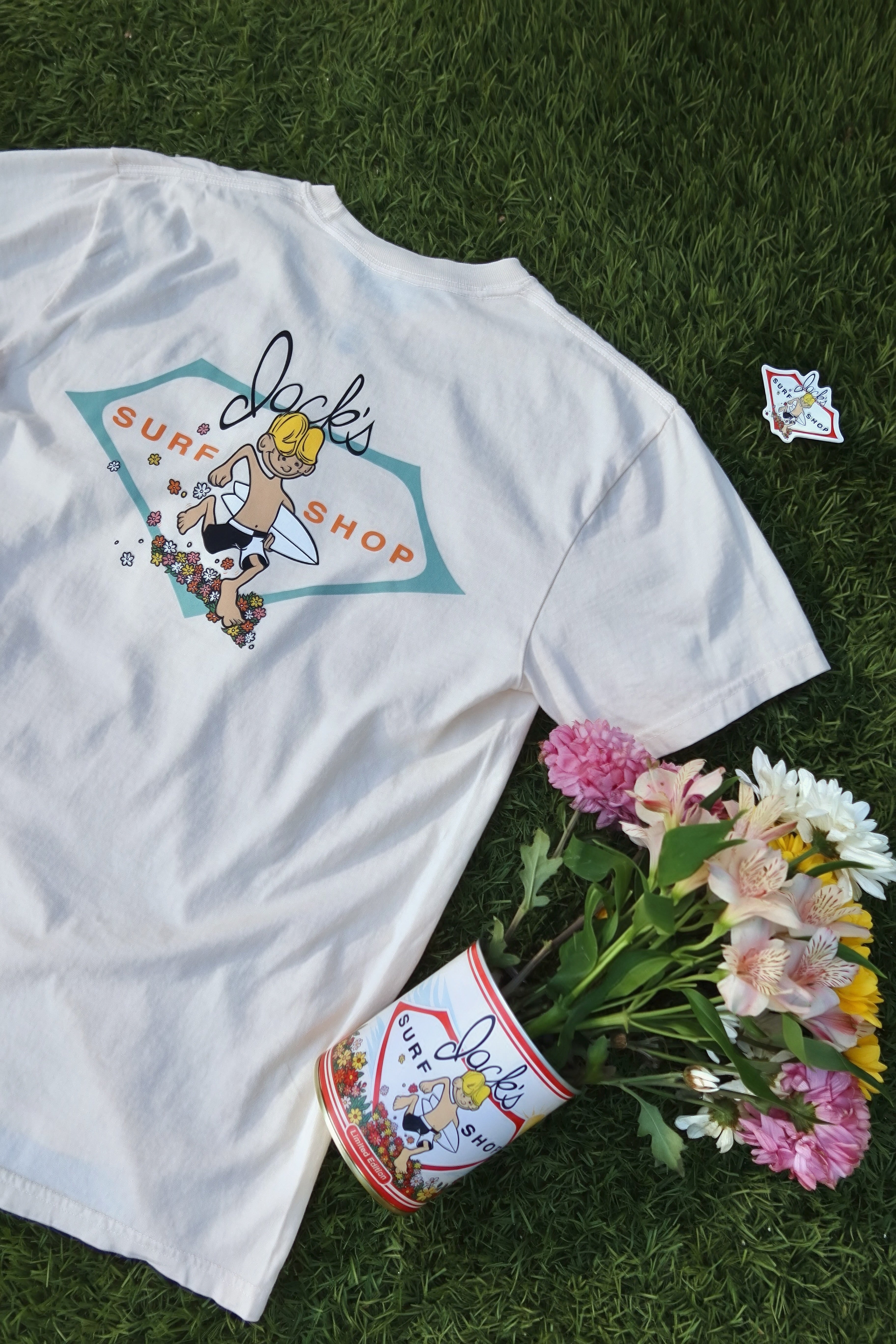 Canned Goods x Jack's Surfboards "Flower Power🌺" Short Sleeve T-Shirt - Ivory