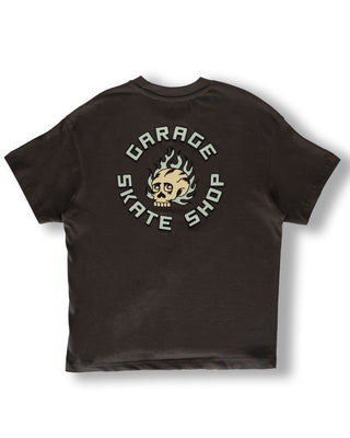 Garage Skateshop Flame Skull Short Sleeve T-Shirt