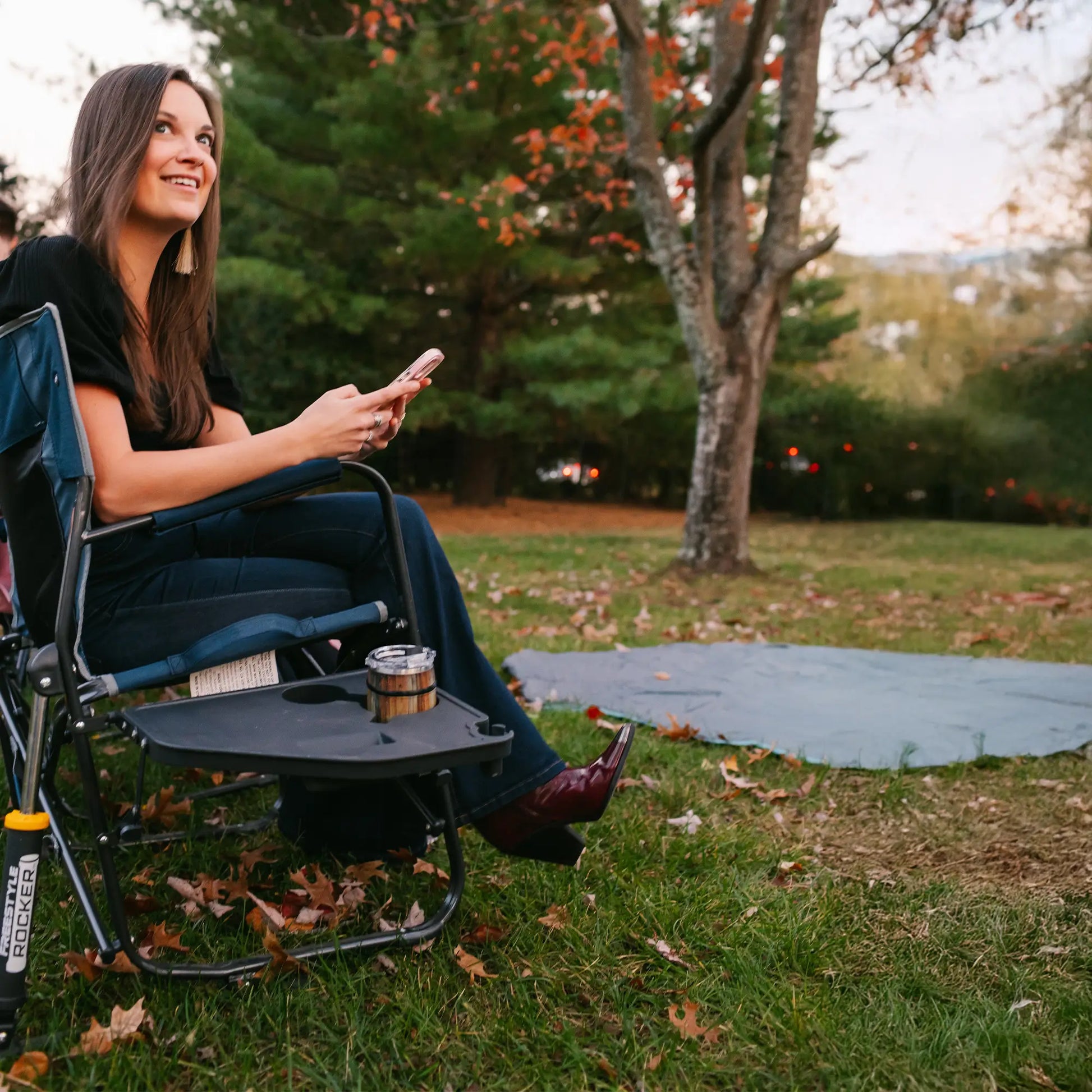 GCI Outdoor Freestyle Rocker™ with Side Table Chair - Heather Indigo