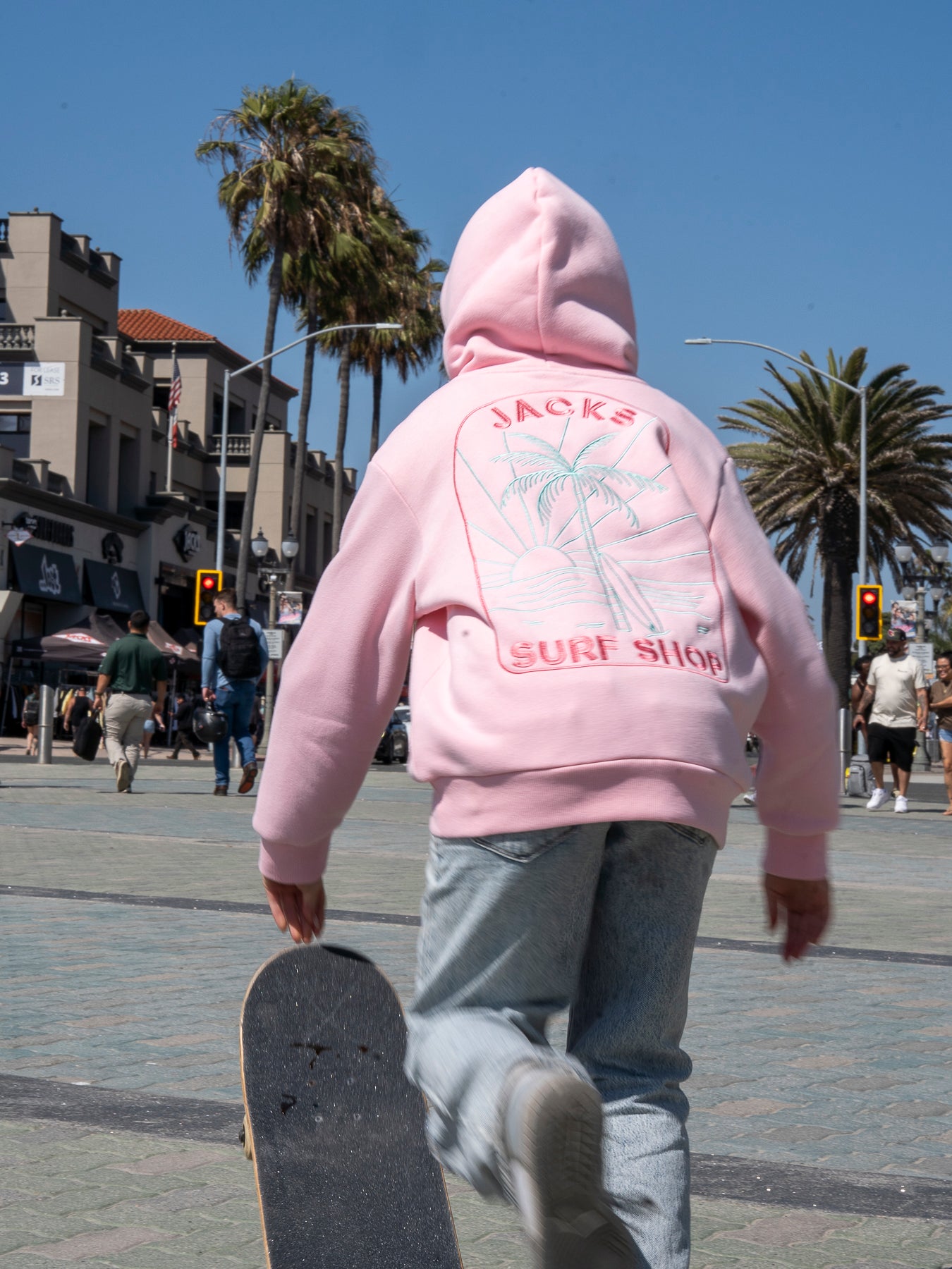 Girl's Dusk Embroidered Pullover Hoodie - Pink