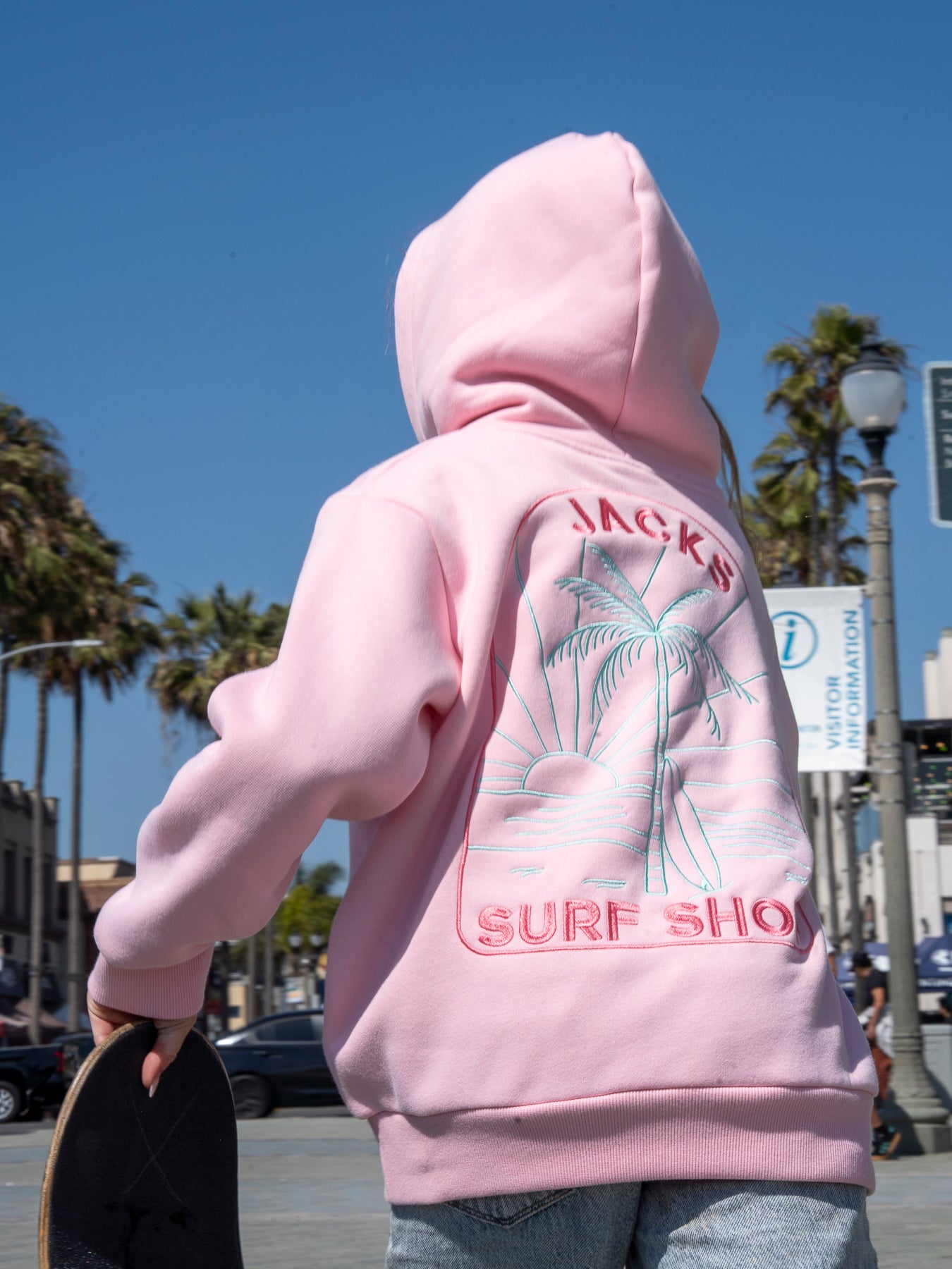 Girl's Dusk Embroidered Pullover Hoodie - Pink