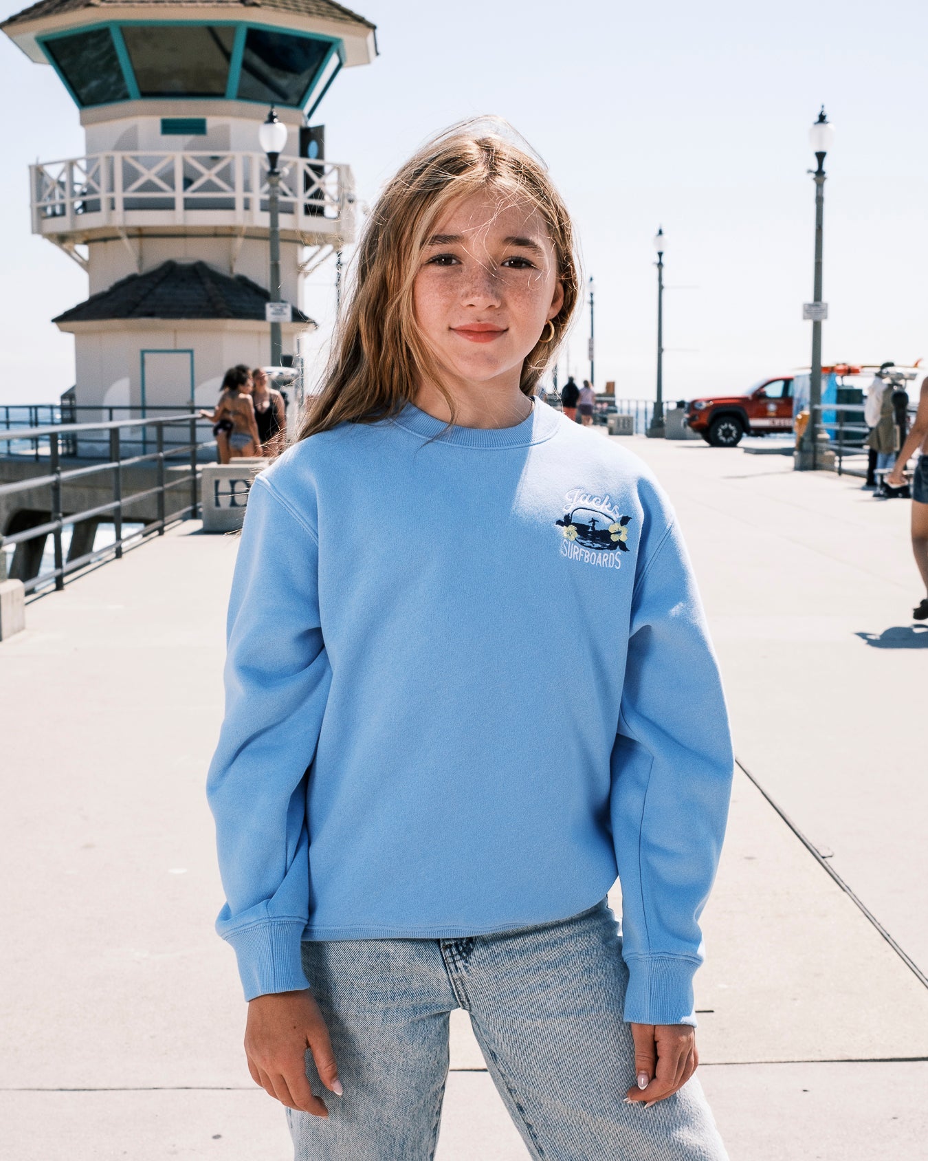 Girl's Tip Toe Embroidered Crewneck Sweatshirt