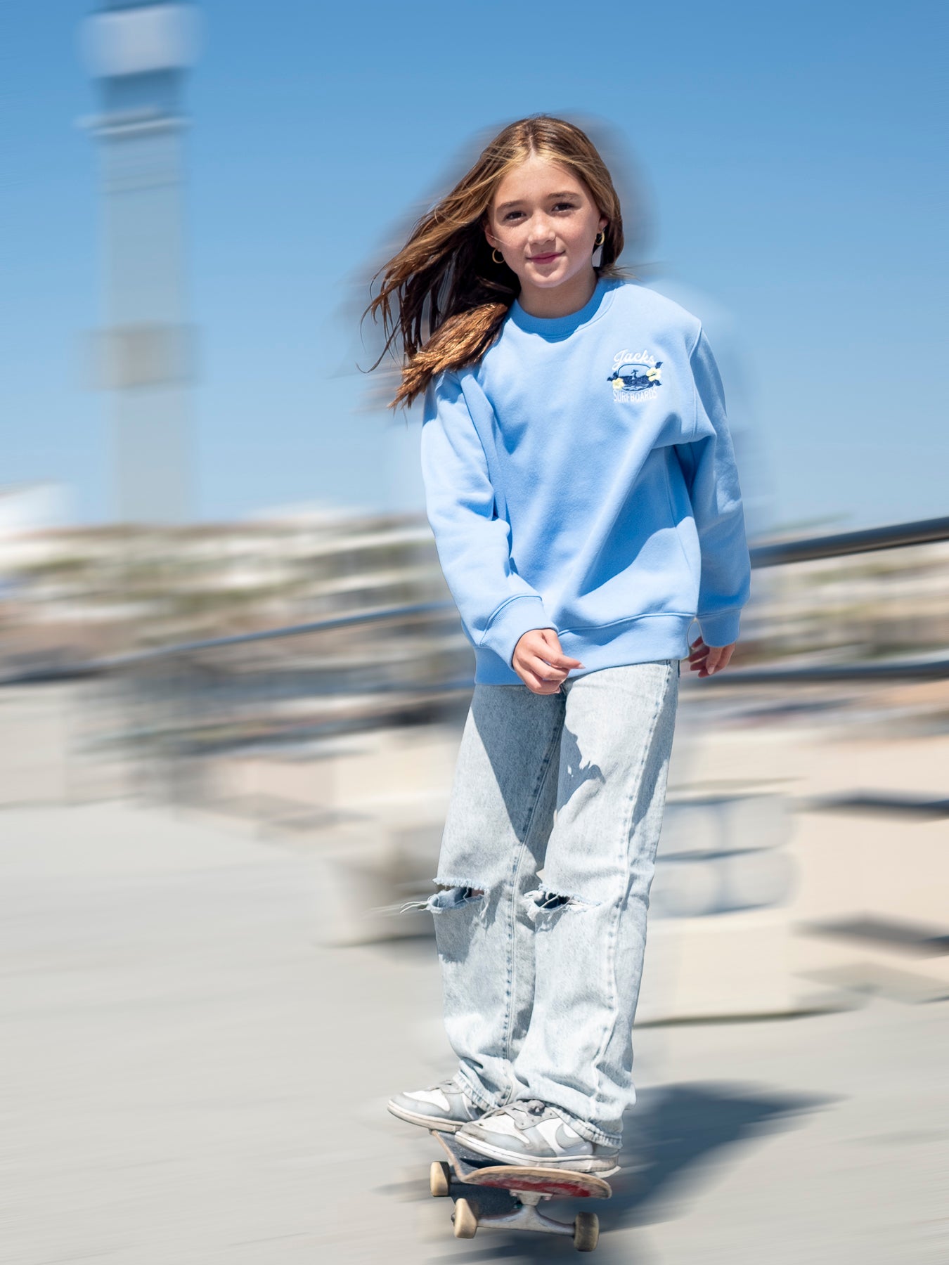 Girl's Tip Toe Embroidered Crewneck Sweatshirt