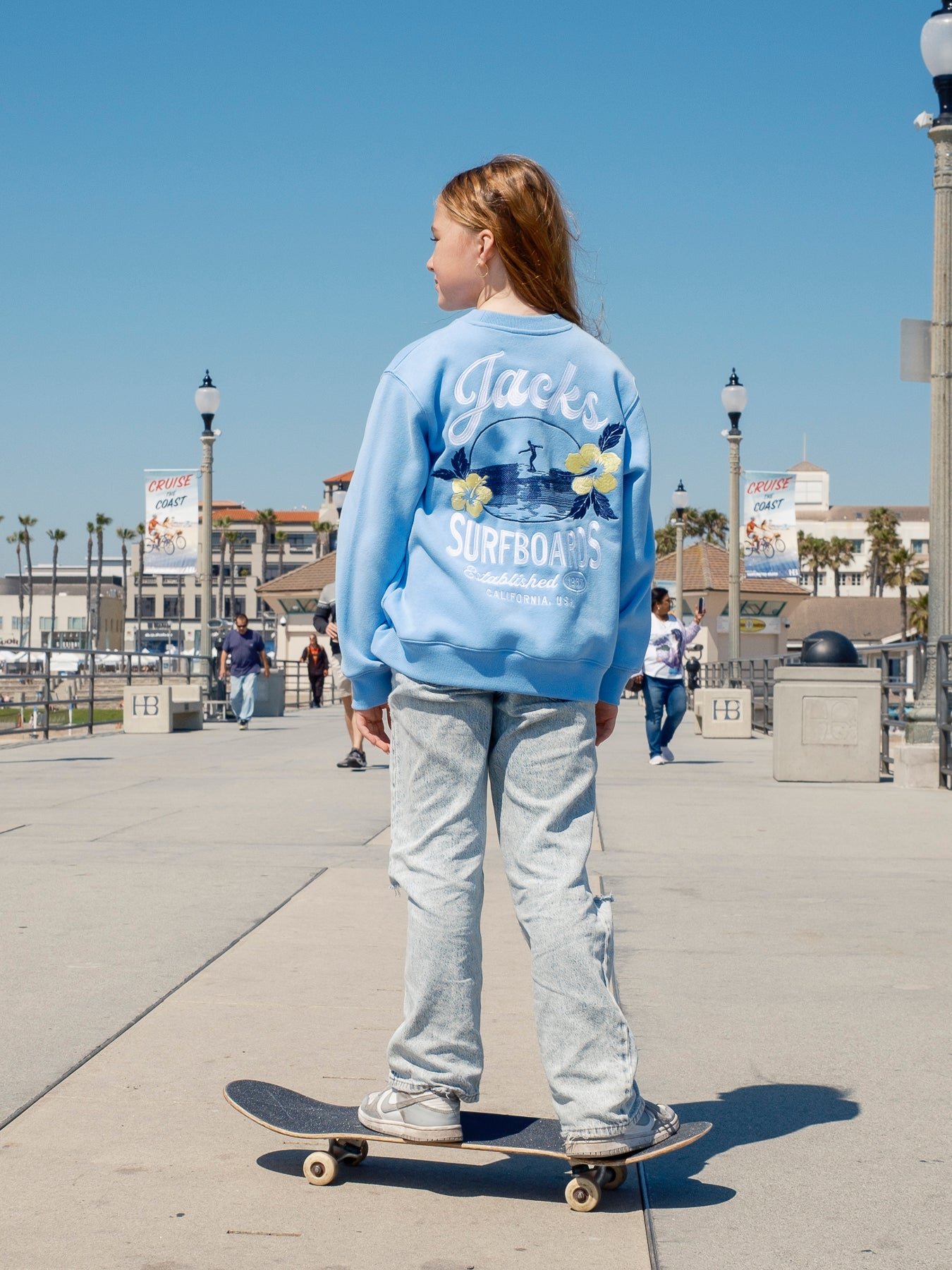 Girl's Tip Toe Embroidered Crewneck Sweatshirt