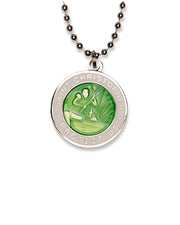 St. Christopher Necklace - Green/ White