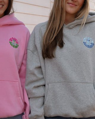 HB Tower Palm Embroidered Pullover Hoodie - Heather Gray