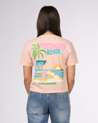 HB Tower Palm Boxy S/S Tee - Peachy