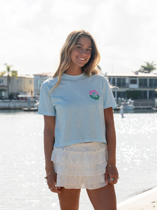Jack's Surfboards Women's HB Tower Palm Boxy Short Sleeve T-Shirt - Chambray