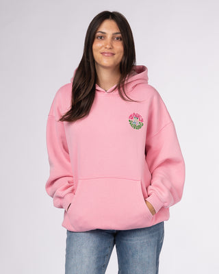 HB Tower Palm  Embroidered Pullover Hoodie - Bubblegum