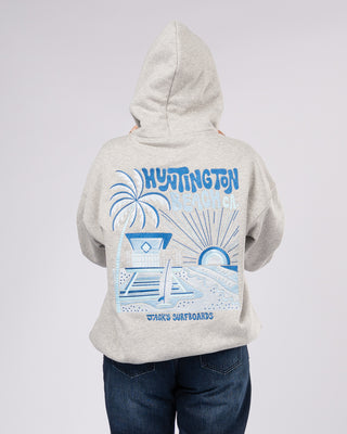 HB Tower Palm Embroidered Pullover Hoodie - Heather Gray