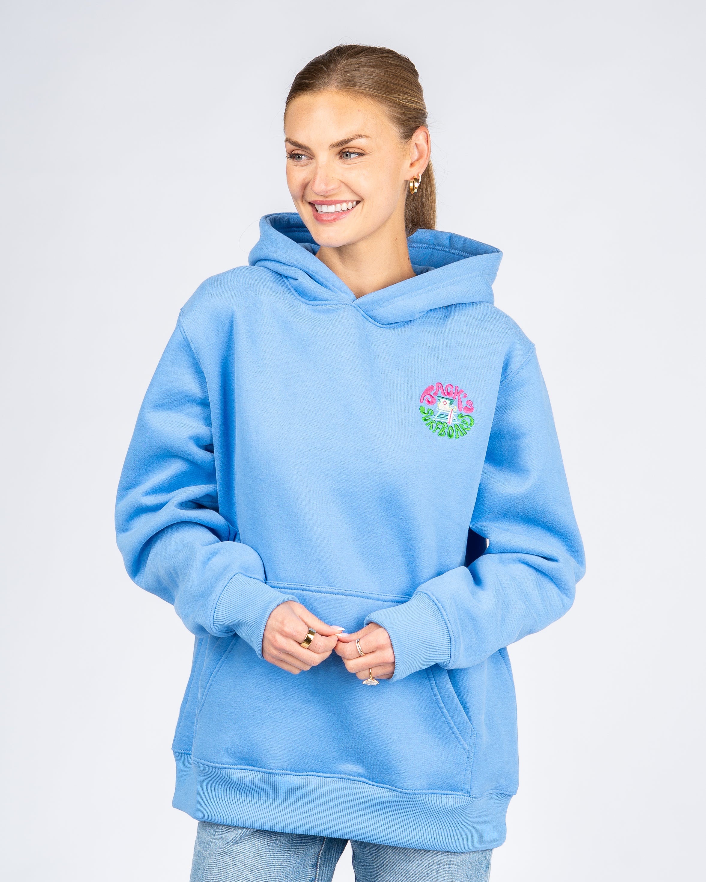 HB Tower Palm Pullover Hoodie - Blue