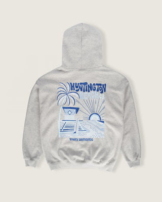 HB Tower Palm Embroidered Pullover Hoodie - Heather Gray