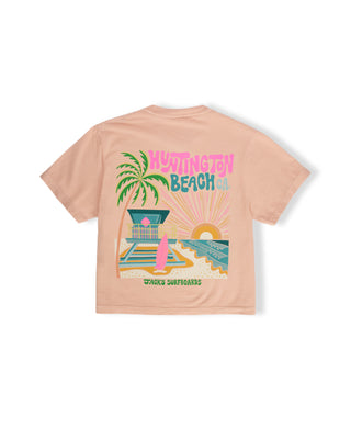 HB Tower Palm Boxy S/S Tee - Peachy