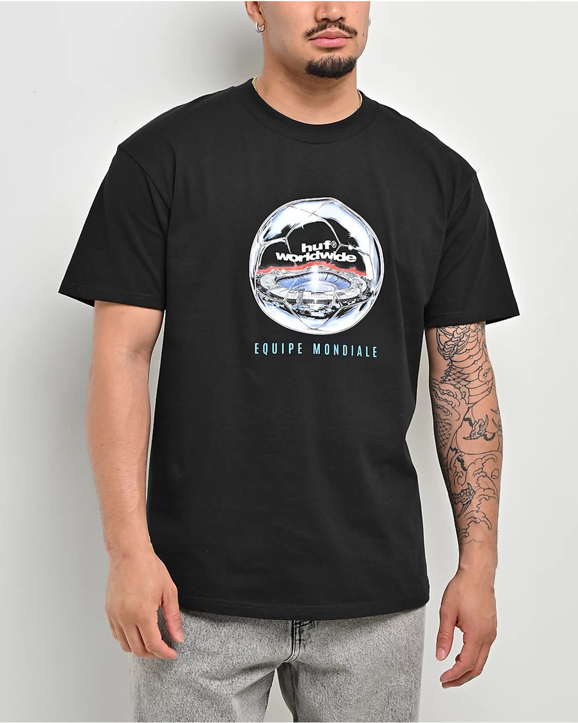Huf Worldwide Equipe Mondiale Short Sleeve T-Shirt - Black