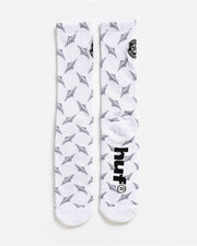 Huf Worldwide Diamond Plate Crew Socks - White