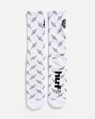 Huf Worldwide Diamond Plate Crew Socks - White