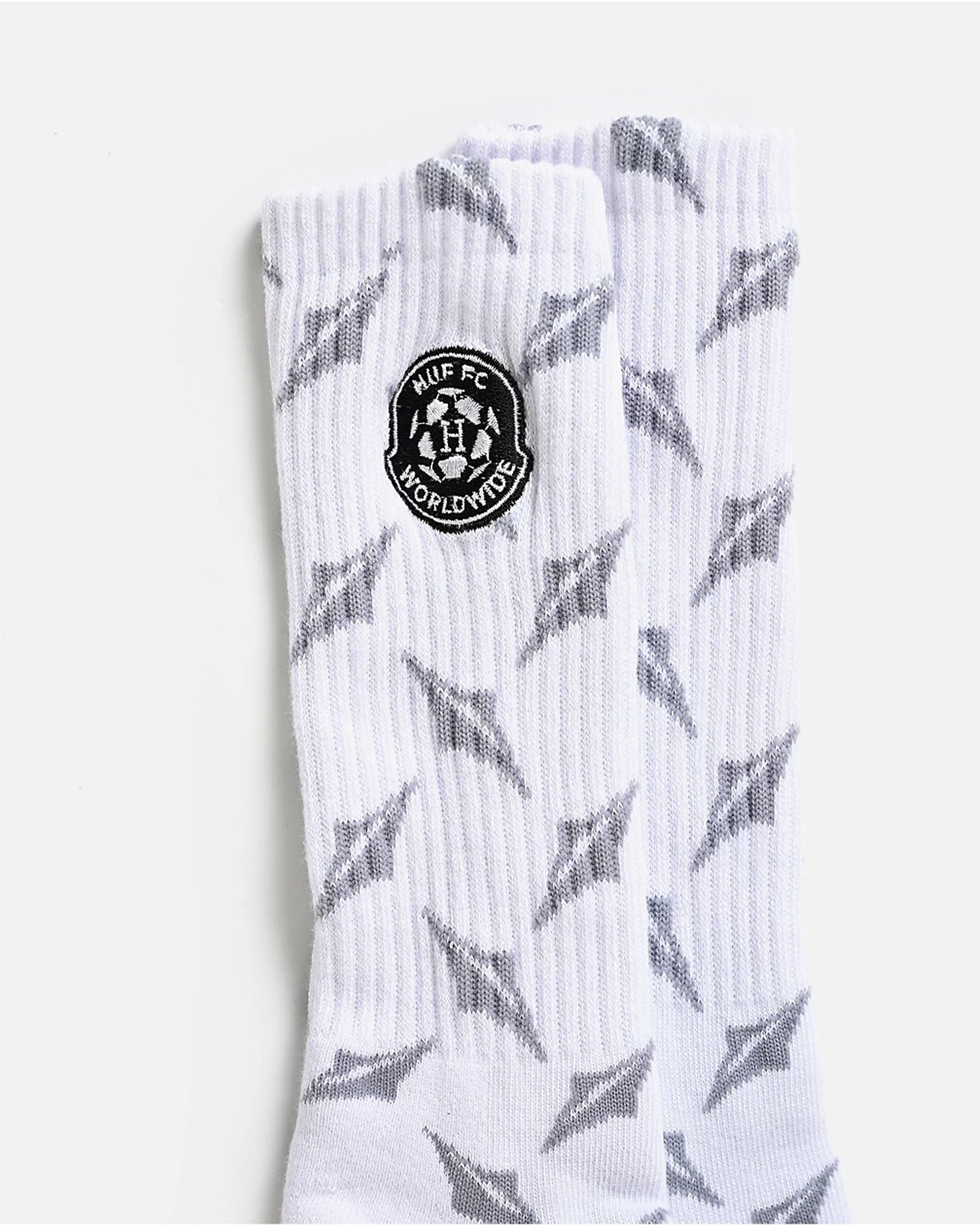 Huf Worldwide Diamond Plate Crew Socks - White