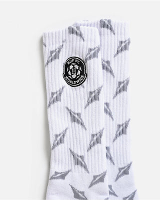Huf Worldwide Diamond Plate Crew Socks - White