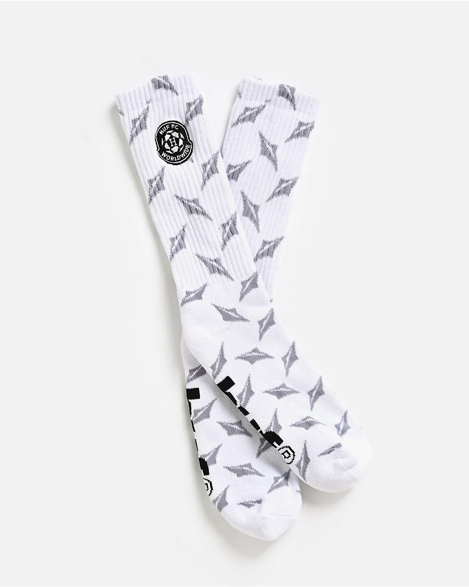 Huf Worldwide Diamond Plate Crew Socks - White
