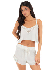 Hurley Women's Embroidered Tank Top - Coconut