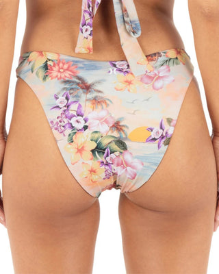 Hurley Women's Scenic Sunset Moderate Scoop Knot Swim Bottom - Shell Pink Multi