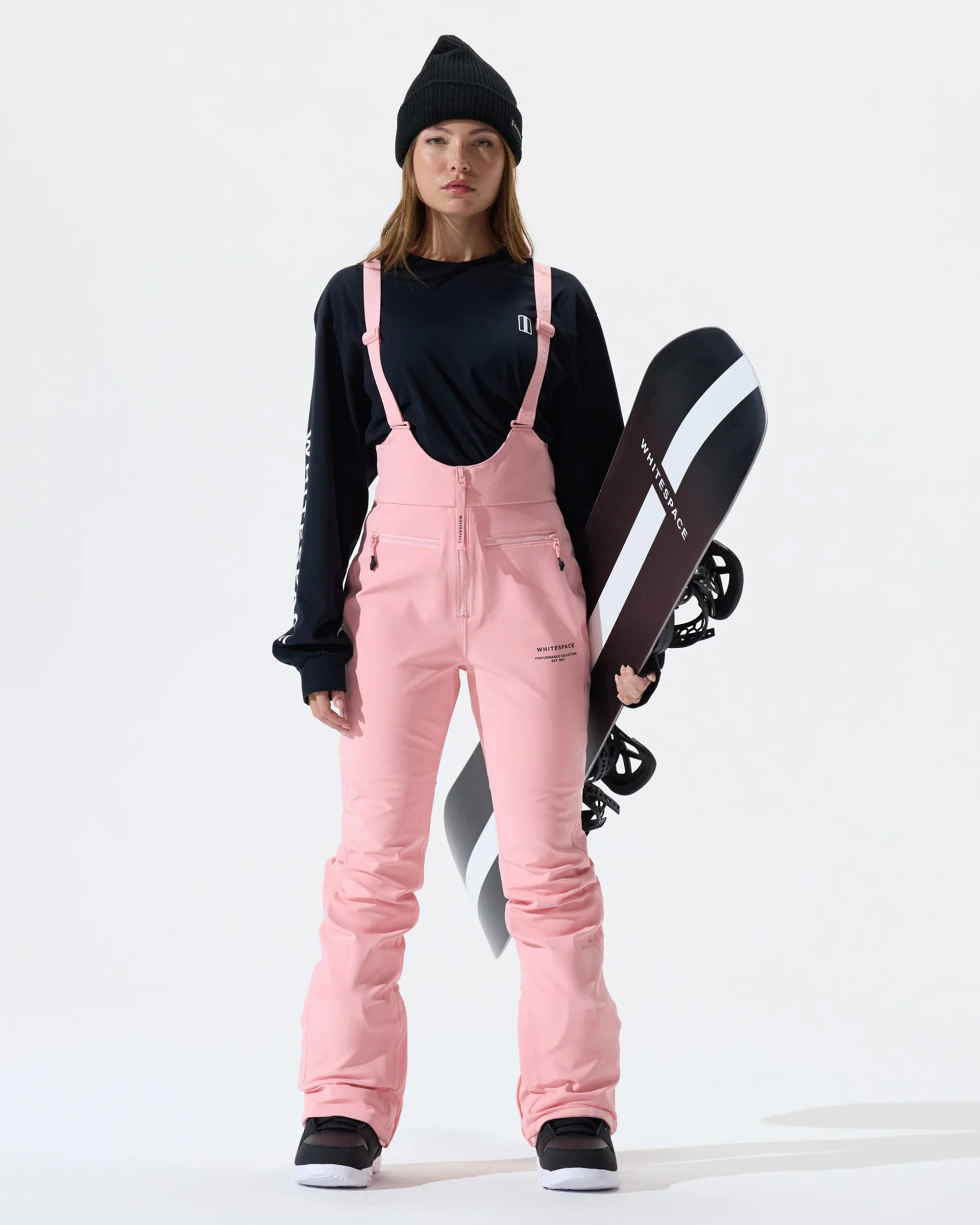 Whitespace Women's High Waisted Riding Bib - Pink Icing