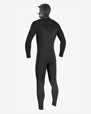 O'Neill Men's Hyperfreak 4/3+mm Chest Zip With Hood Fullsuit - Black/Black