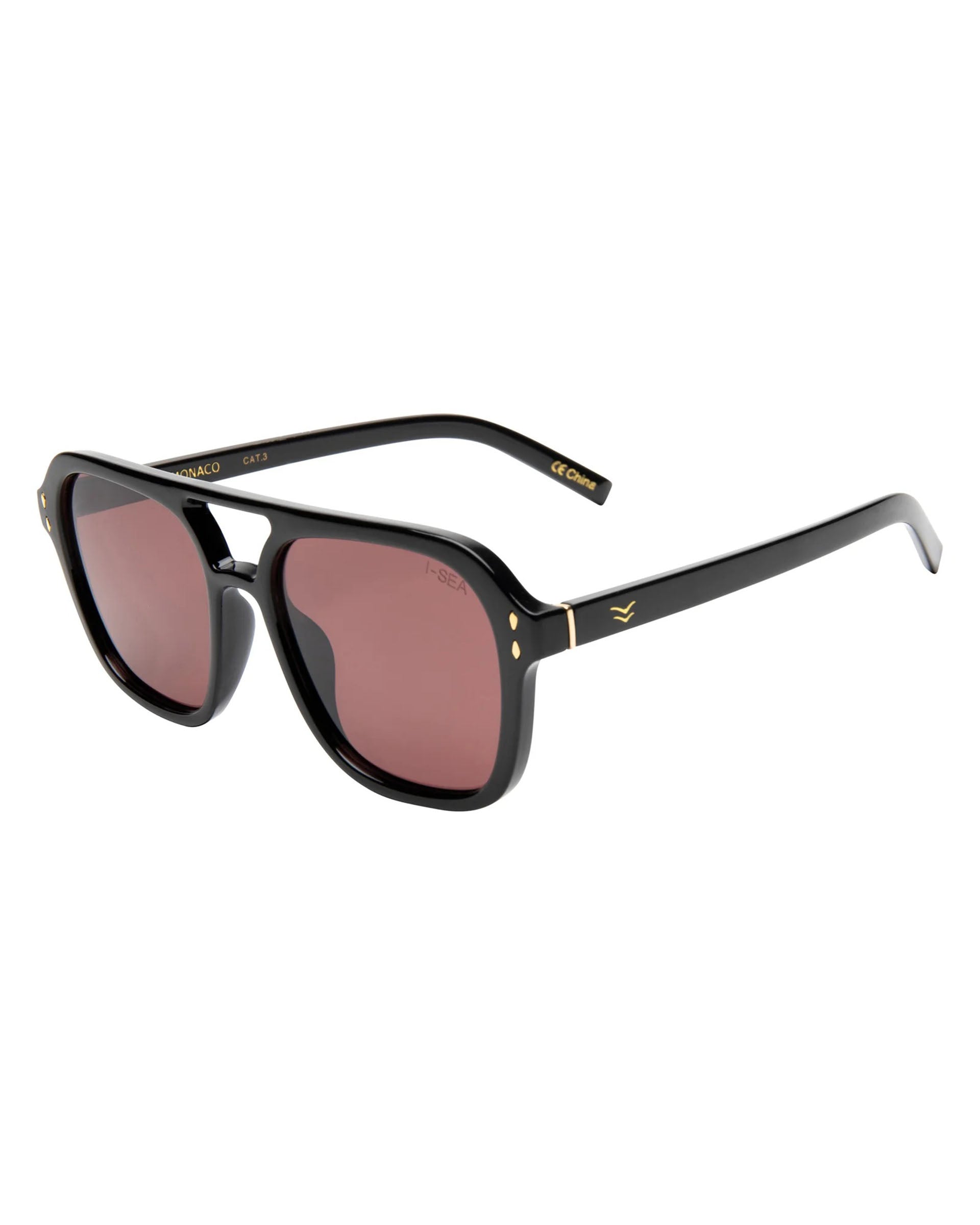 I-SEA Women's Monaco Sunglasses - Black/Plum Polarized Lens