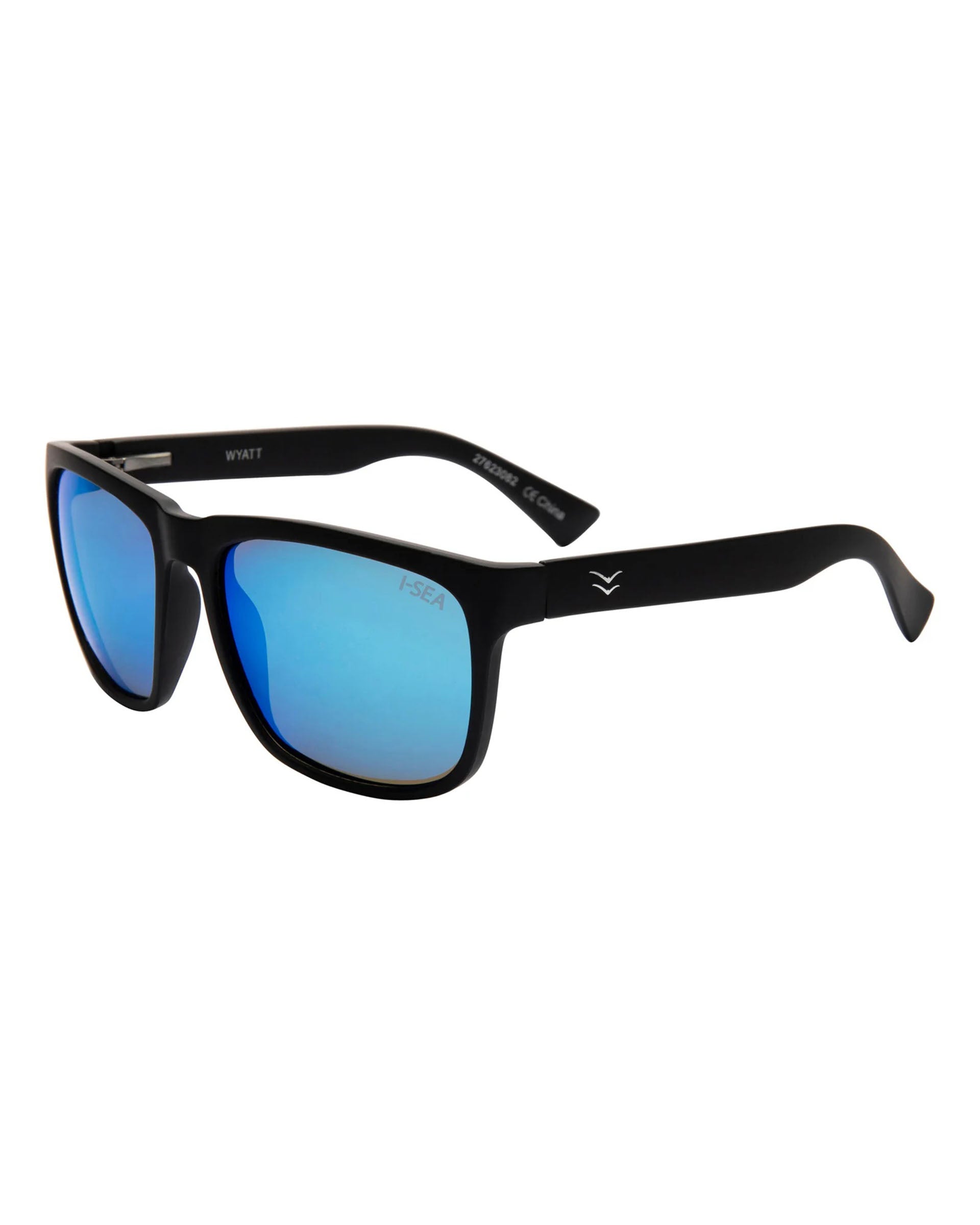 I-SEA Men's Wyatt Sunglasses - Black/Ice Blue Polarized Lens